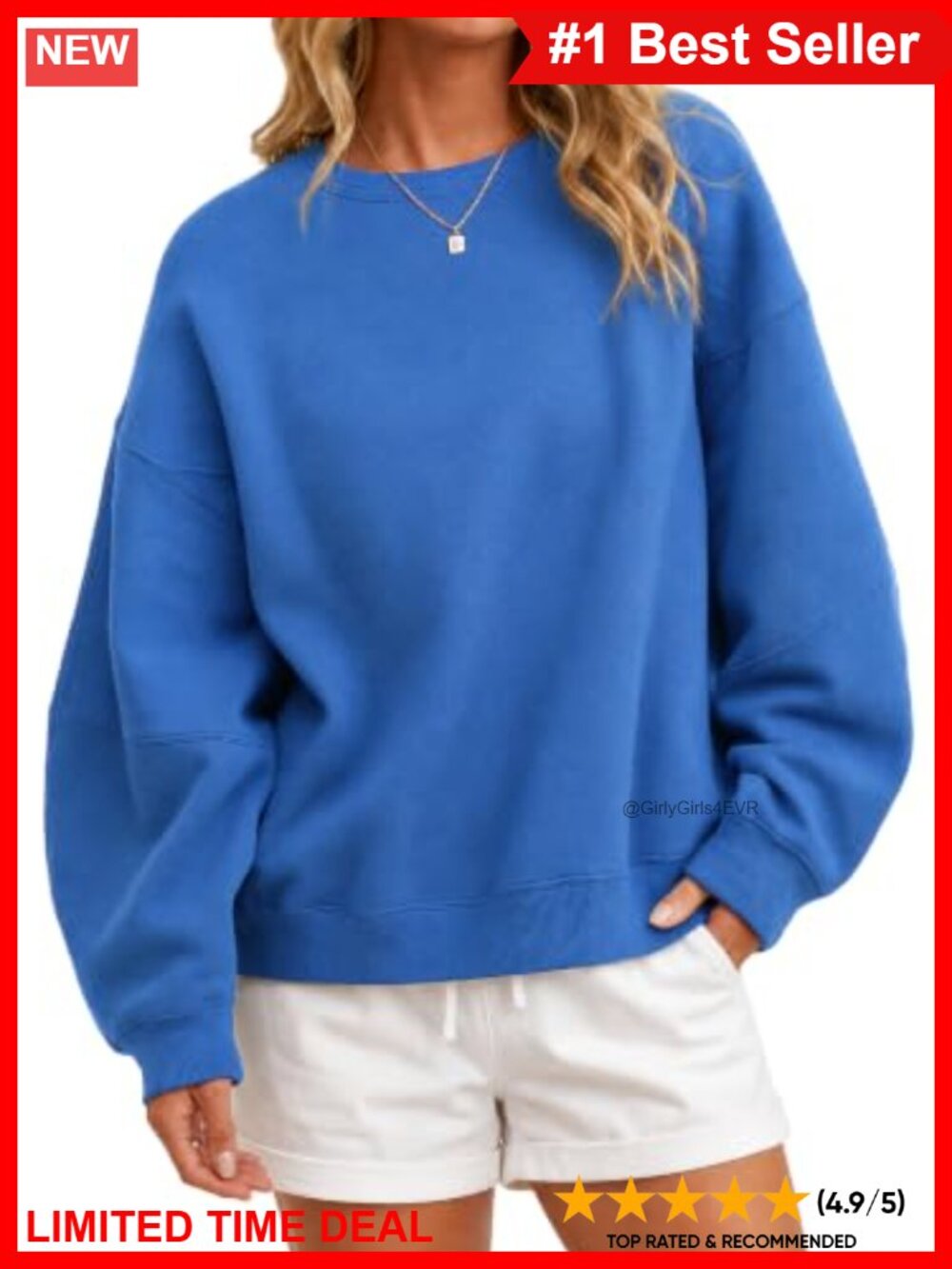 Oversized Crewneck Fleece Sweatshirt Drop Shoulder Lounge Pullover